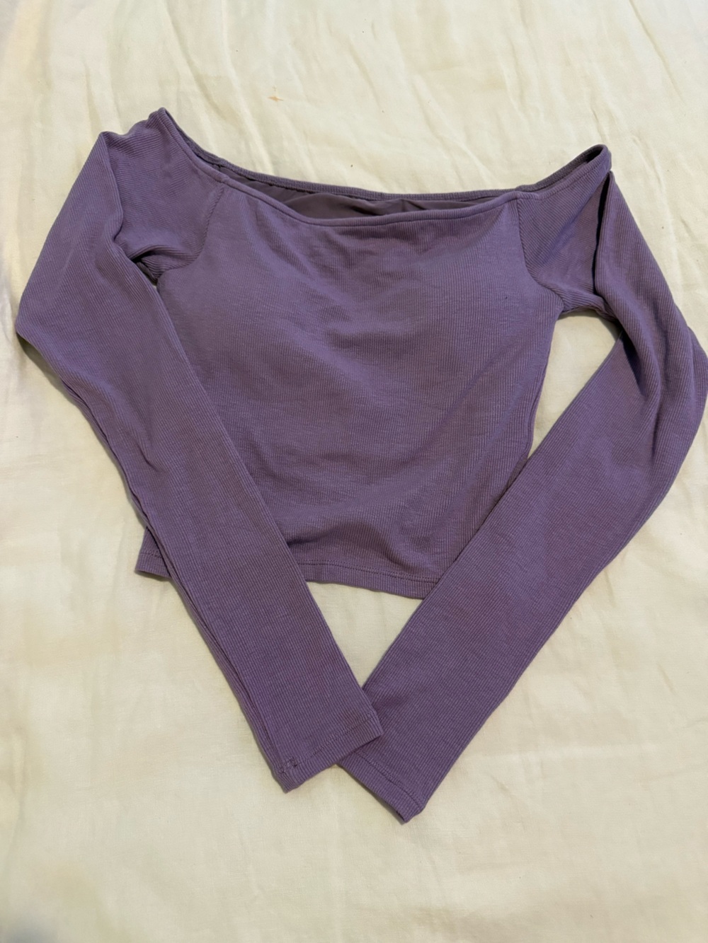 KN Purple Off-Shoulder Long Sleeve Women's Top EUC 1358